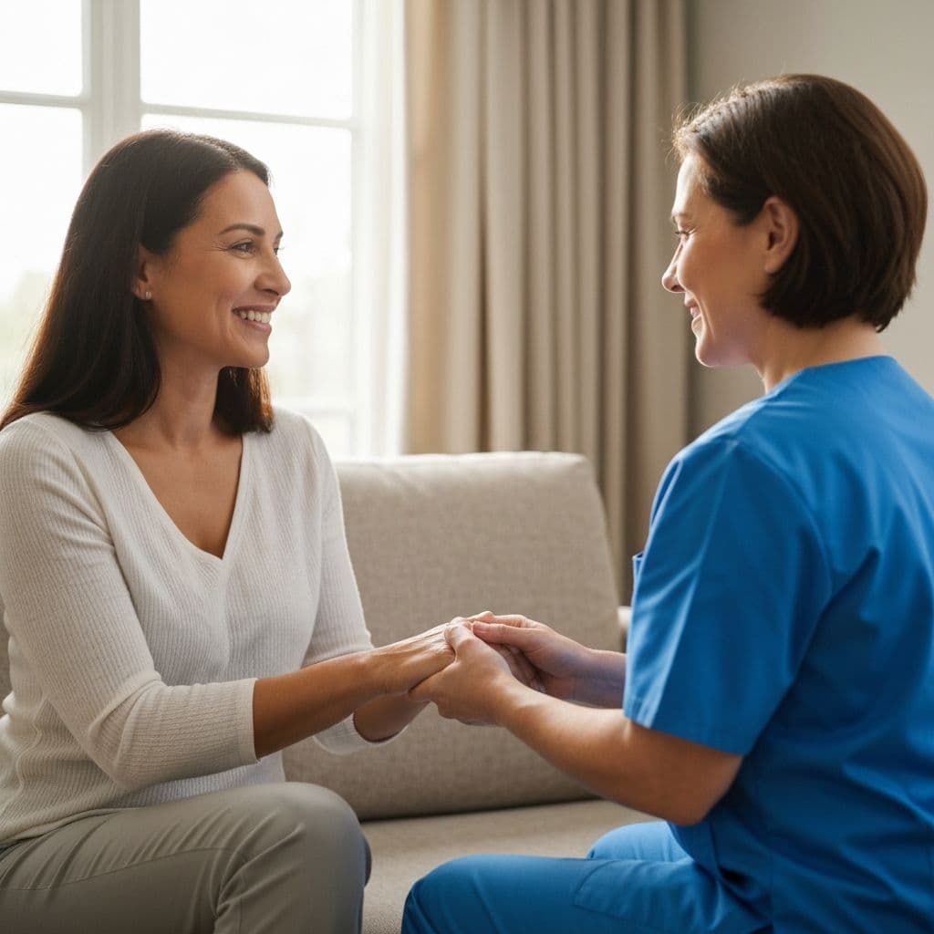 Nurse consulting with family caregiver